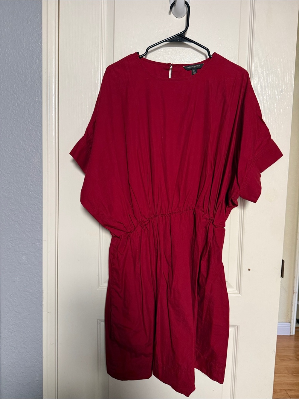 Banana Republic Red Short Sleeve Drawstring Waist Dress